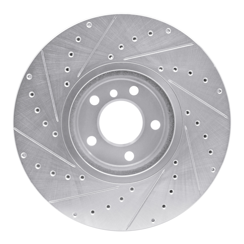 BMW X5 Brake Rotor (1) - Front Right - R1 Concepts - Drilled & Slotted - Silver - `02-`06